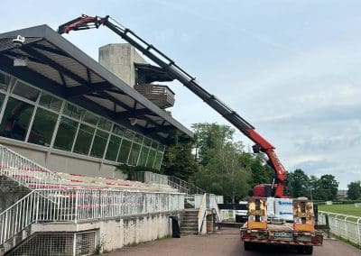 Levage et manutention de matériel lourd avec grue Palfinger 110t/m ALP Levage Haute-Savoie